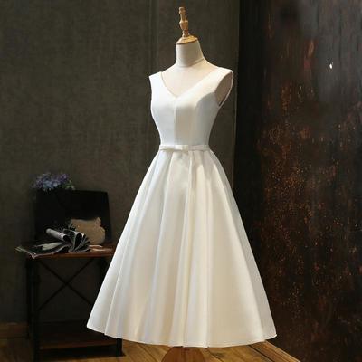 Simple Dress Women's Elegant Graduation Party Dress White Bridesmaid Dress