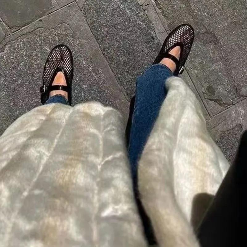 Modische flache Schuhe mit spitzer Spitze für Damen, einfarbig, gestrickt, zum Reinschlüpfen, lässig, atmungsaktiv, Ballerinas, flache Schuhe, Halbschuhe für Damen