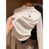 Waist pleated irregular bottoming shirt women's spring slim and thin Spice girl style long-sleeved T-shirt with top inside