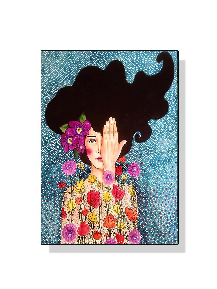 Abstrato Flor Mulher Menina Cabelo Moda Pôster Pintura em Tela Nordic Arte de Parede Imagem Para Sala de Estar Moderna Decoração de Casa