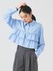 Ray Beams Damen Stufen-Cropped-Shirt, Größe L/S, Einheitsgröße, Blau