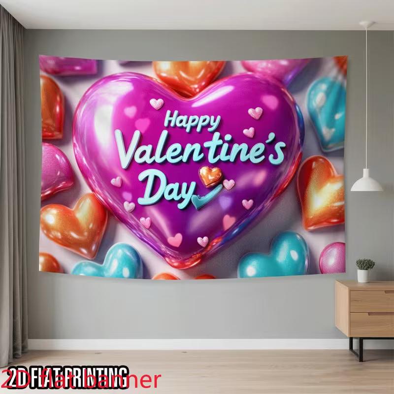 2D Happy Valentine s Day Banner Colorful Candy Hearts Backdrop for Valentine Party Decoration 47.2x31.5inch/120*80cm