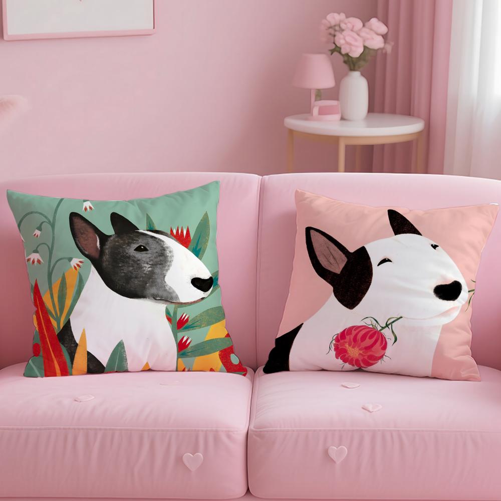 classic animal Bull Terrier Cushion Cover Soft  EasyWash Pillow Case  Versatile for Couch Bed Travel and Office