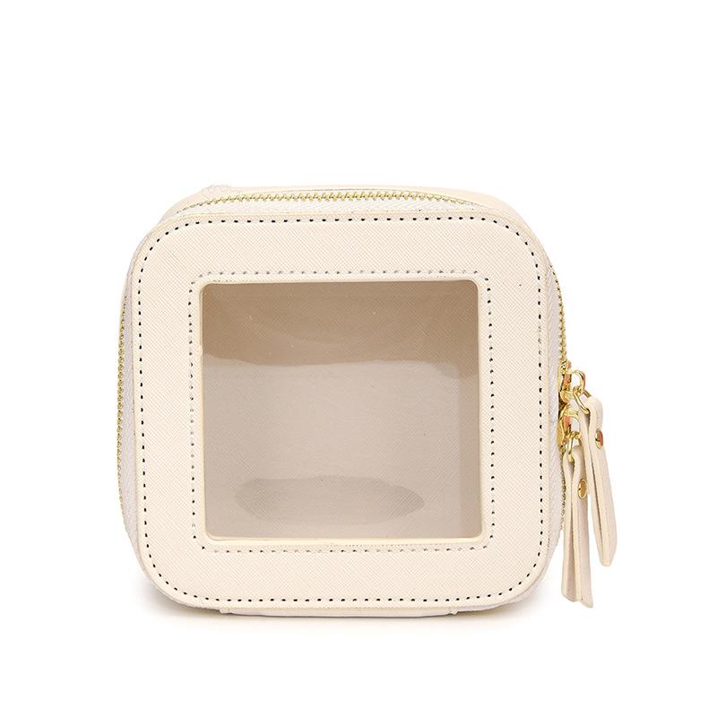 Bolsa de Maquillaje Transparente Compacta 2024 - Estuche Duro Portátil para Almacenamiento de Cosméticos