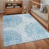 Light Blue Burst Floral Area Rug Coastal Fresh Home Decor Flower Print Non Slip Floor Carpet for Bedroom