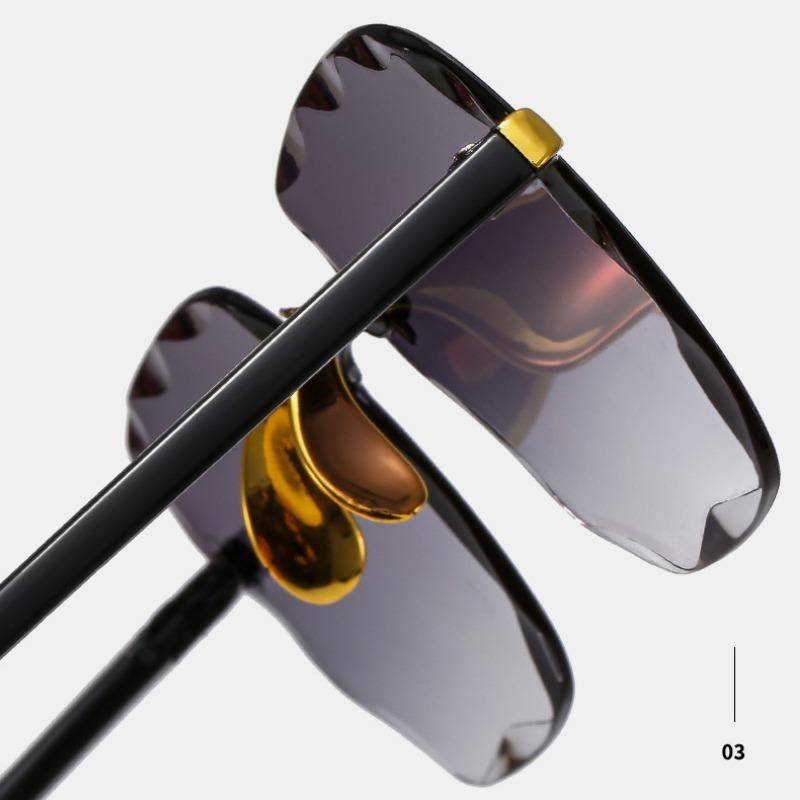 Lunettes de soleil vintage sans monture, non polarisées, verres dégradés, pour femmes, verres d'été tendance, sans monture