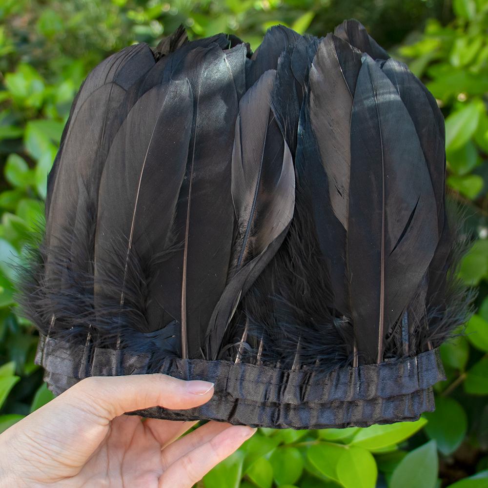 2 Meter Natural Dyed Goose Feather Trim Fringe Ribbon for Wedding Decor Costume Accessories DIY Crafts Gift Wrapping Supplies