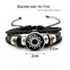 Three-layer Leather Bracelet Sun Moon Knitted Hand Chain Punk Bead Woven Bracelet  Gift