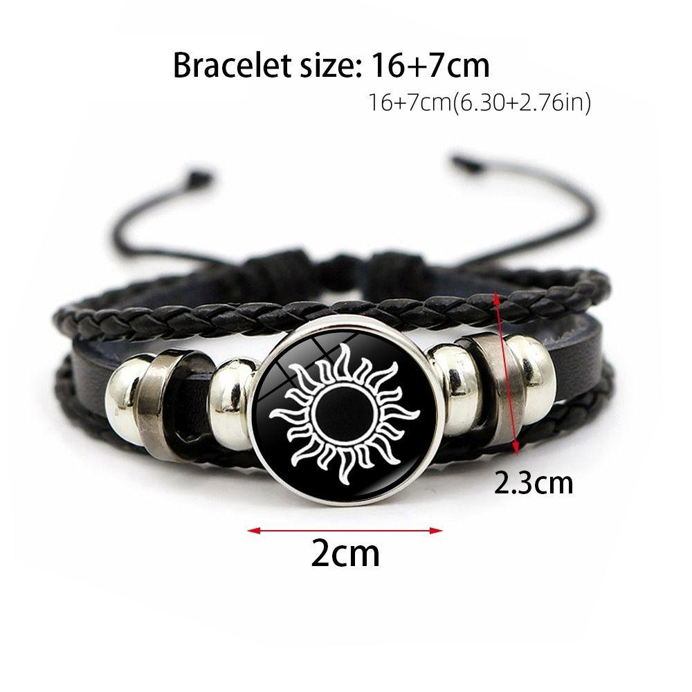 Three-layer Leather Bracelet Sun Moon Knitted Hand Chain Punk Bead Woven Bracelet  Gift