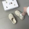 thick-soled hole shoes, outer bag head slippers, non-slip soft-soled height-enhancing women's shoes