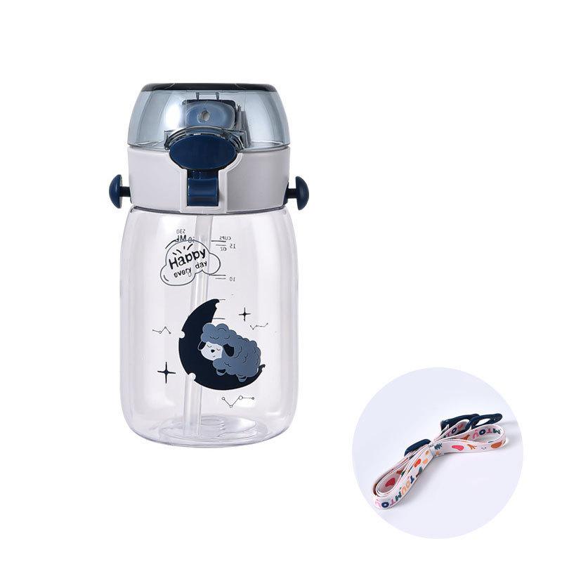 Water bottle strictly selected popular children's water cup cute cartoon new plastic cup wholesale water cup simple strap straw cup