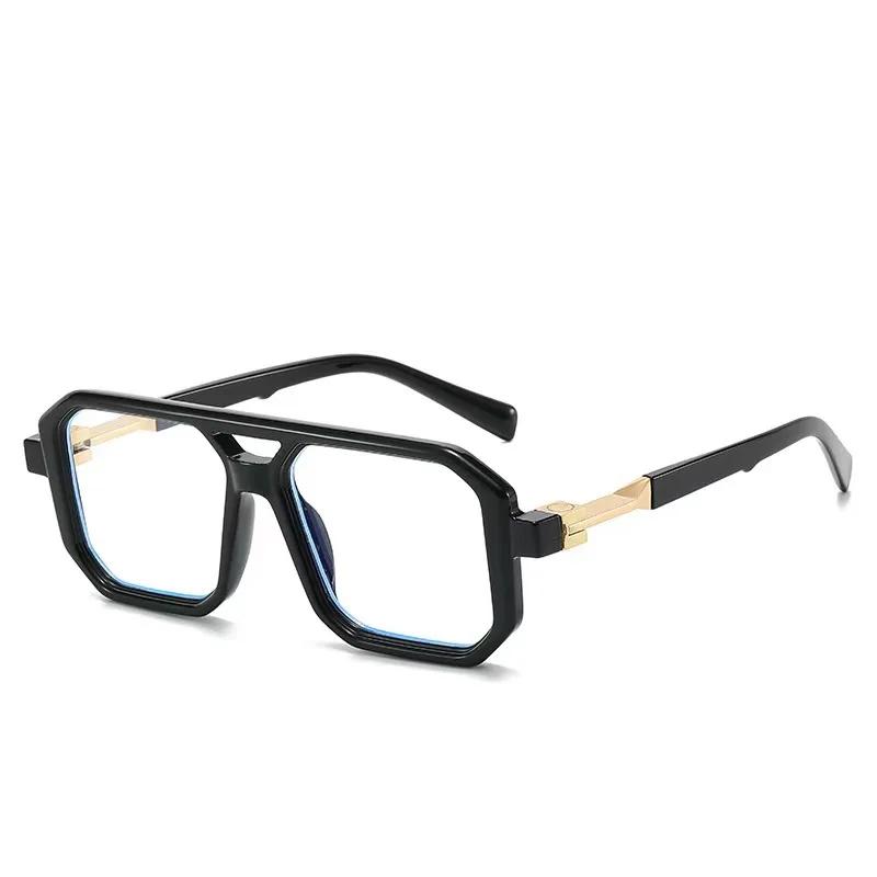 Trendy European American Double Beam Sunglasses Retro Square Frame Unisex Fashion Accessory