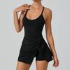 European And American Tennis Jumpsuit Anti-Light Kink Design Skirt Cross Shoulder Strap Hollow Back Yoga Clothes Women