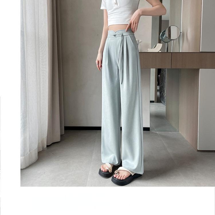 

Женские широкие костюмные брюки с высокой талией на весну и лето 2XL синий