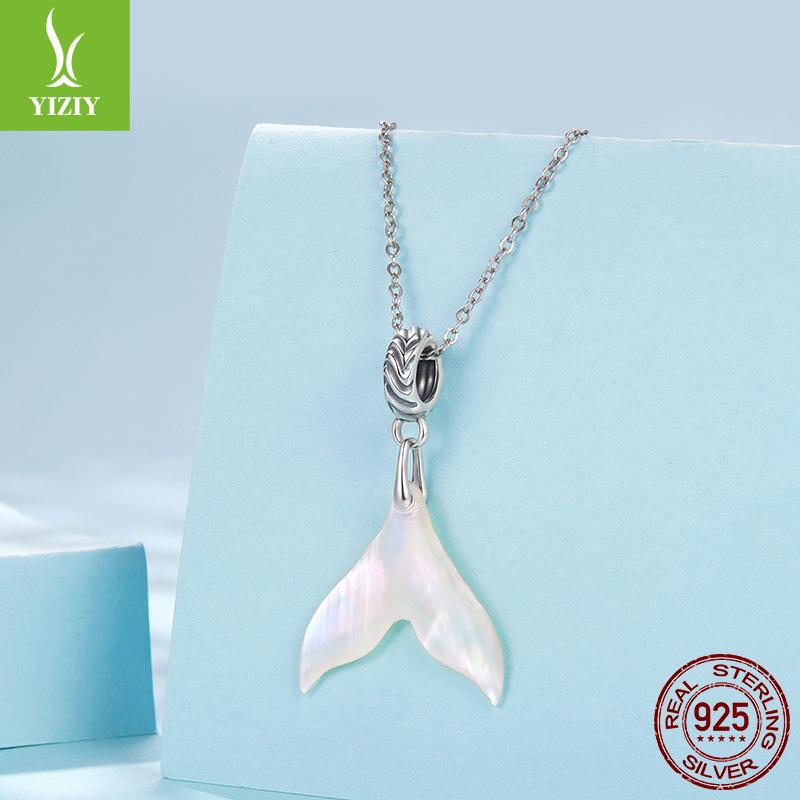S925 Sterling Silver Dream Man Fishtail Pendant Accessories, Fashion Fritillary Fishtail Diy Bracelet Beaded
