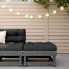 VidaXL Garden Footrest with Cushion, Stool, Seat, Pouf, Outdoor Patio Balcony Terrace Furniture, Grey Wood 825438