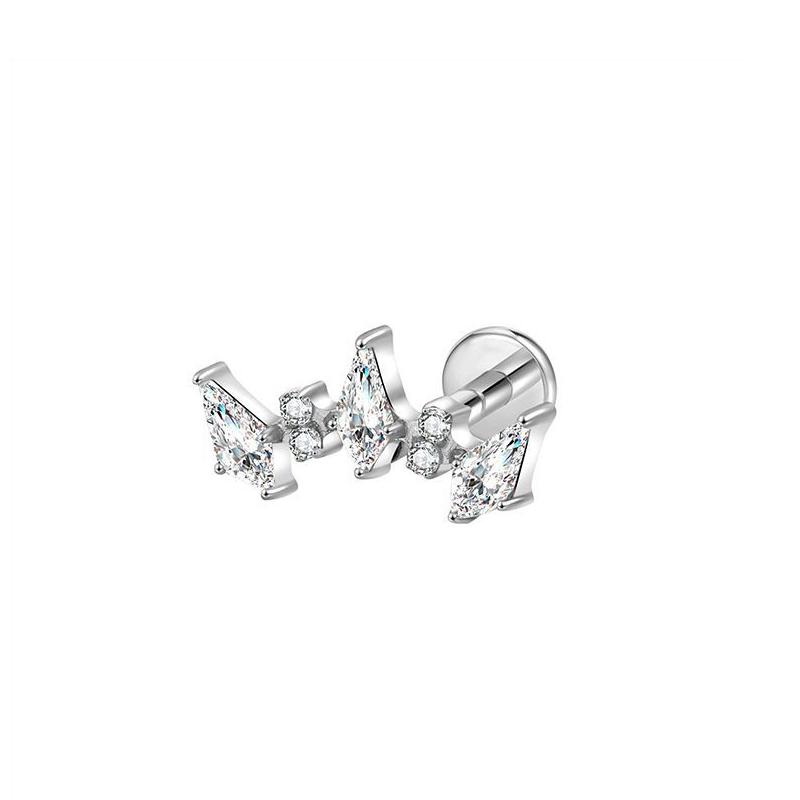 Hot Sale Body Jewelry: Titanium Labret Flatback Tragus Earring Stud Internal Thread Zircon Rings