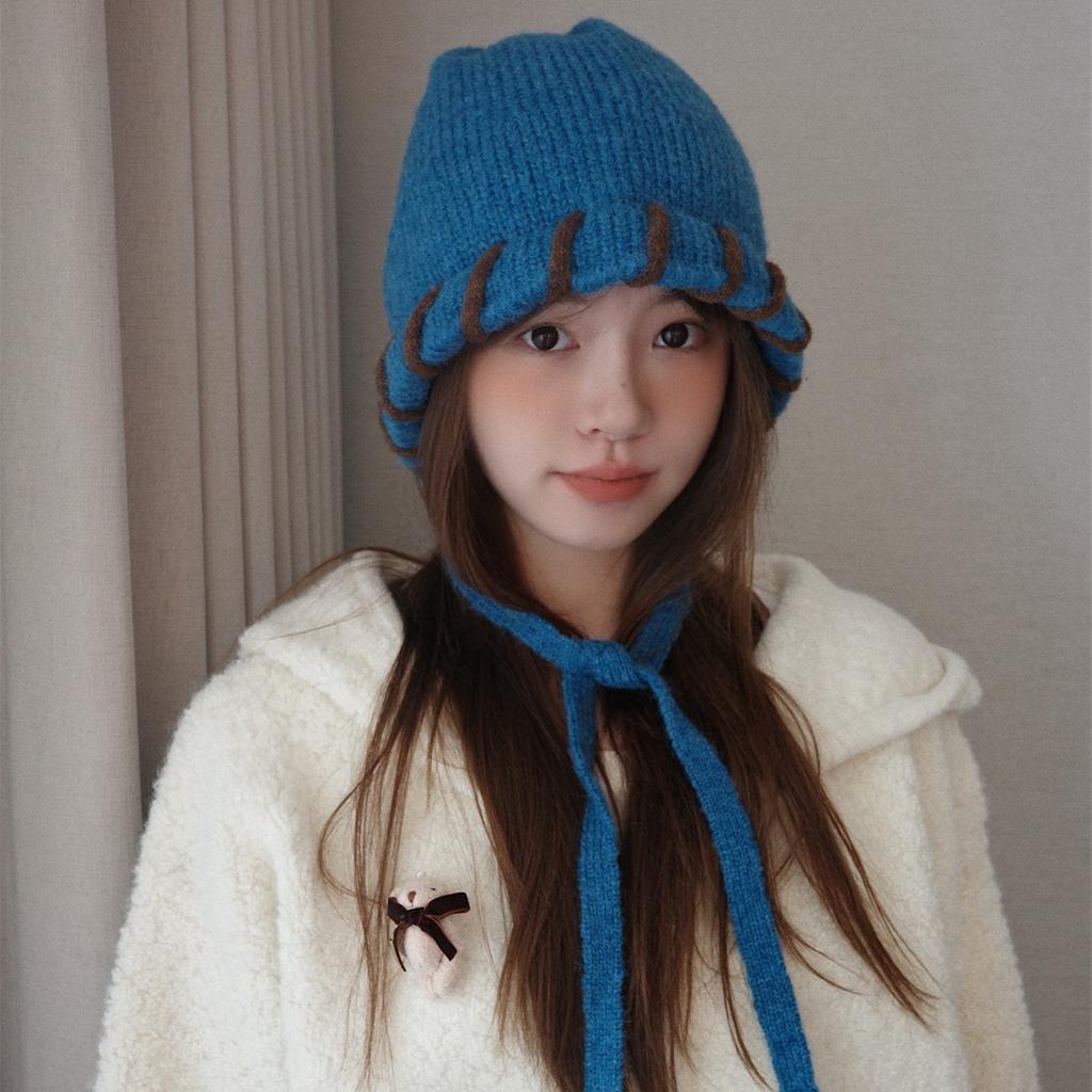 Hand stitched Edge locked Woolen Hat for Women with Small Face Winter Warm and Ear Protecting Knitted Lei Feng Hat