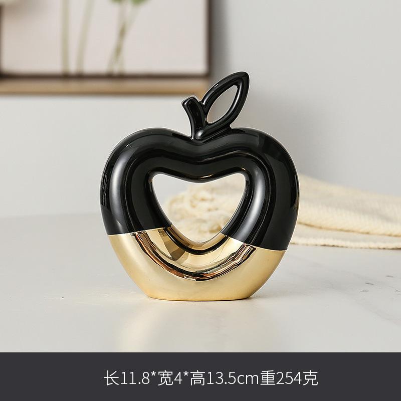 

Creative Gilded Apple Pear Ceramic Fruit Sculpture Countertop Ornament Abstract Hollow Fruit Apple Pear Statue Crafts Home Decor