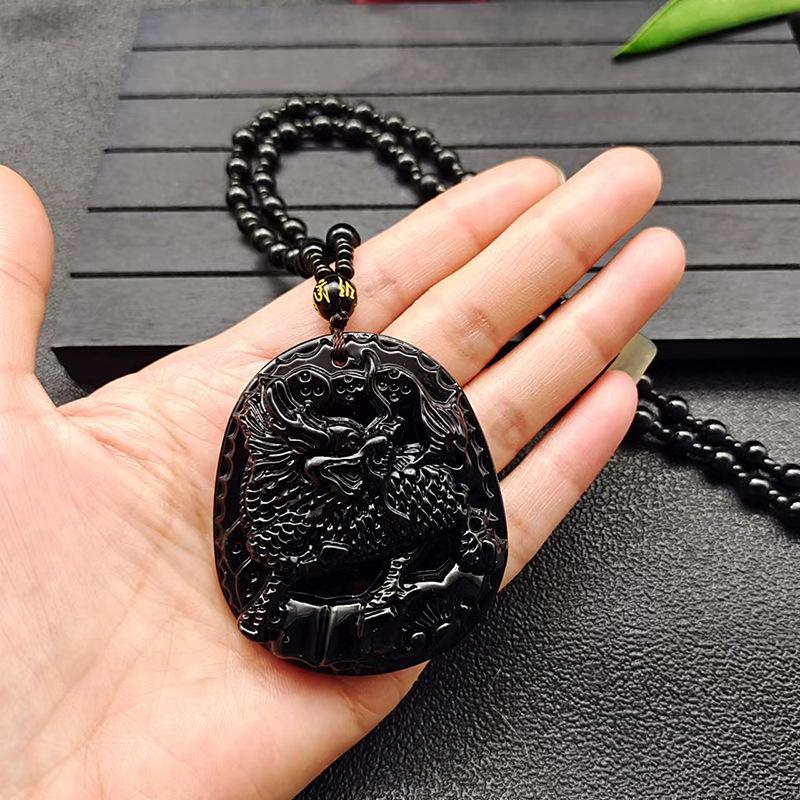 New Imitation Obsidian Kirin Xianrui Necklace Imitation Aventurine Jasper Kirin Pendant