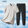 ROMON Men's Ice Silk Polo Shirt & Casual Pants Set