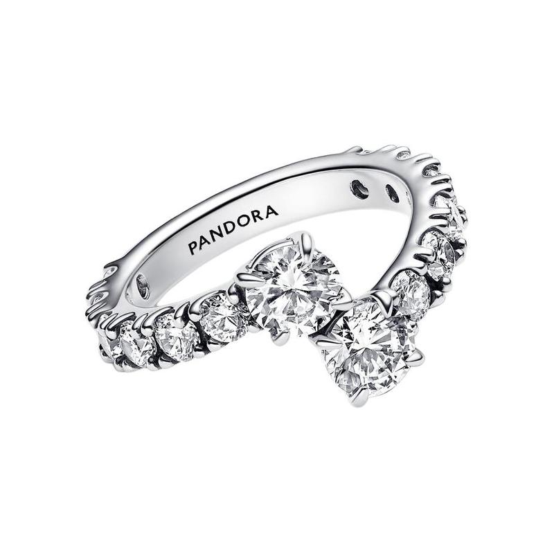 Pandora Overlapping design 925 silver cubic zirconia ring women s silver 193149C01 серебряный