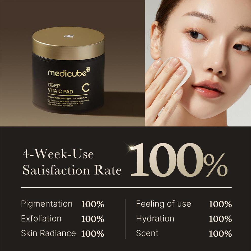Medicube Deep Vita C Facial Pads  Vitamin C Toner Pads for Uneven Skin Tone  500 000PPM of vitamin water & 3 types of vitamin  Hydrating & Resurfacing
