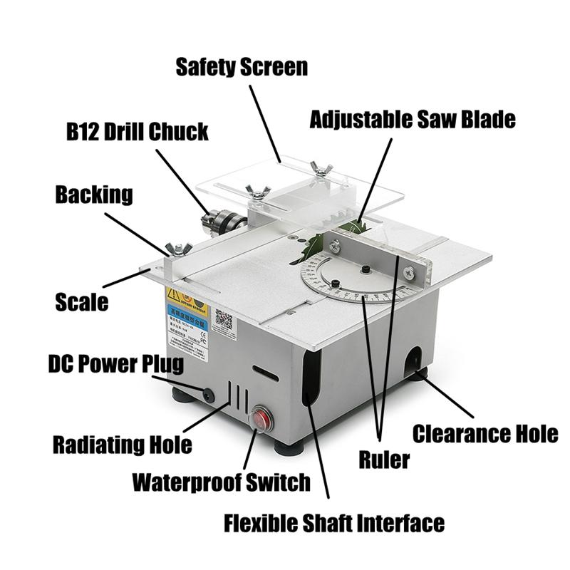 Miniature Precision Small Table Saw DC 12-24V Woodworking Saws Cutting Machine