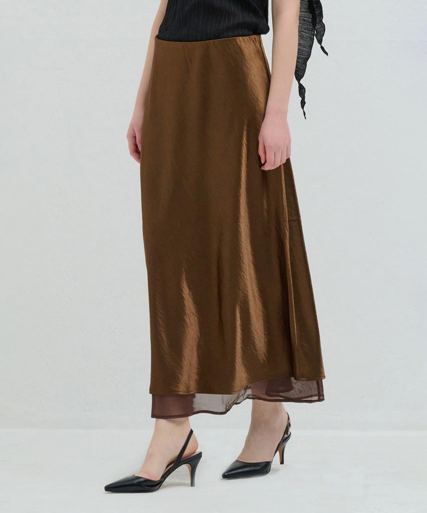 Kamino Silk Layered Skirt Brown