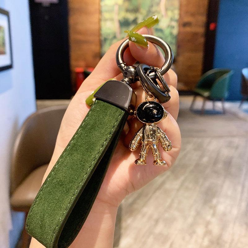 Creative Metal Astronaut Keychain Pendant Women'S Exquisite Pu Leather Car Keychain Pendant Small Gift