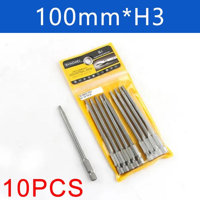 10Pcs 100mm Long 1/4" Hex Head Allen Wrench Drill Bit Handle S2 Steel Screwdriver Bits Metric Allen Screw Driver Bits H2-H14