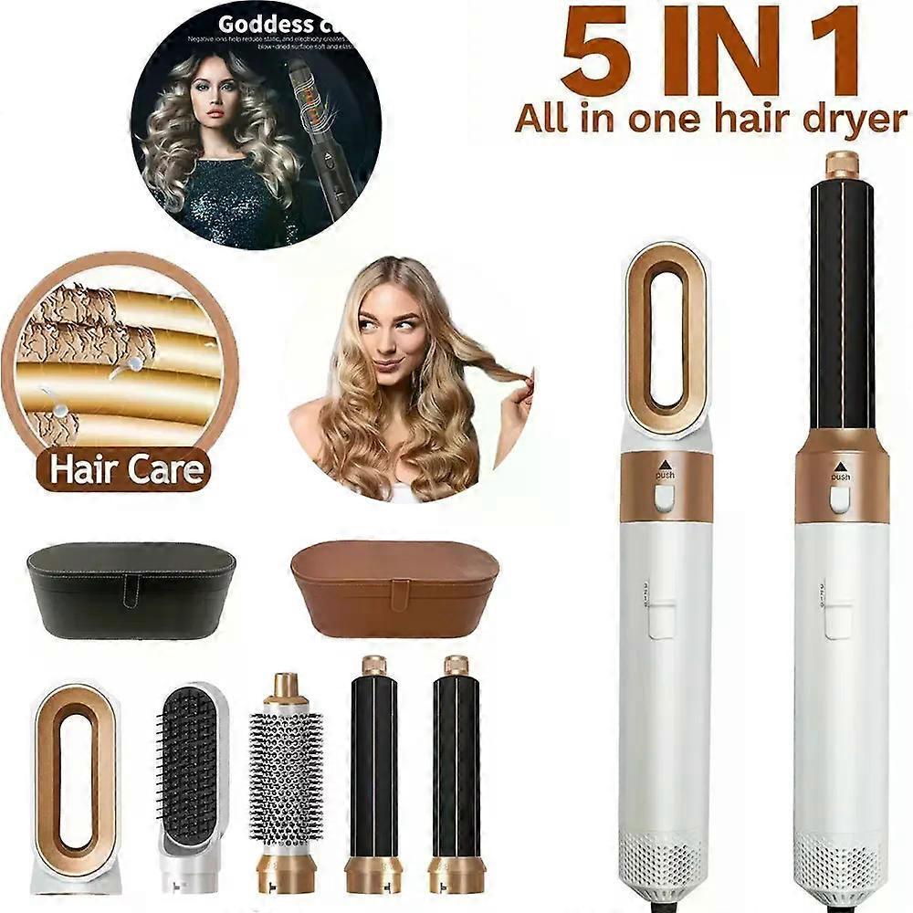 5-in-1 Hair Dryer Brush Set, Hot Air Styling Comb with Curling Iron & Straightener jml02