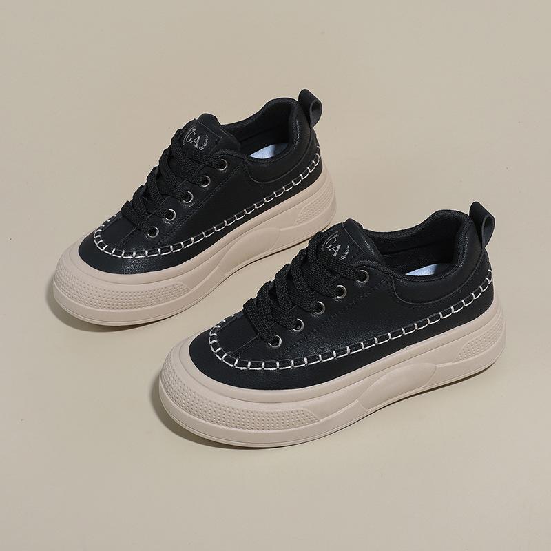 Women‘s Casual Chunky Platform Sneakers Breathable PU Leather Anti-Slip Sport Walking Shoes for Women Outdoor Comfortable Lace-up Tennis Sneakers