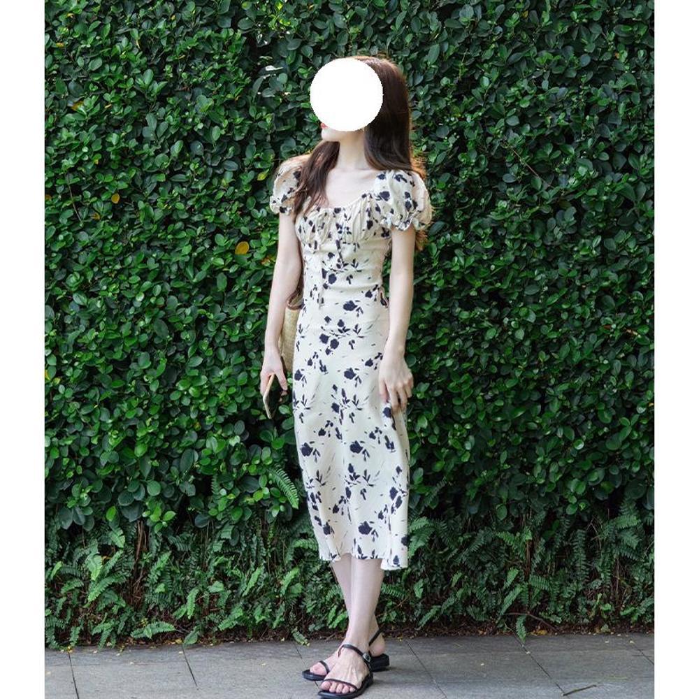 

Женское цветочное платье сяосянфэн на бретелях, с рукавами-пузырями, А-силуэта, летнее, с завышенной талией и тонкая миди-юбка XL- (recommended 110-60kg)