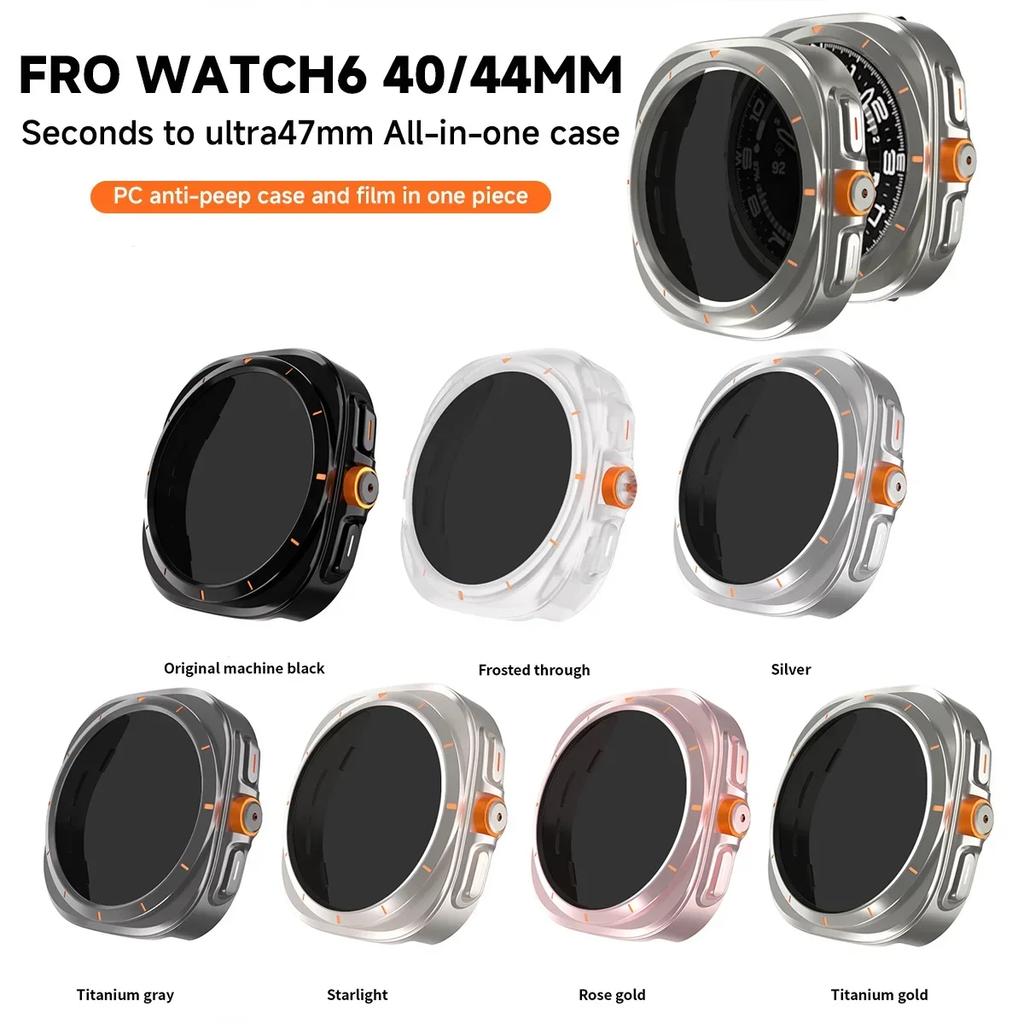 Ochranné pouzdro proti šmírování pro Samsung Galaxy Watch 7 6 40mm 44mm Tvrzené sklo Ochranná fólie na displej Změna na Galaxy 7 Ultra 47mm