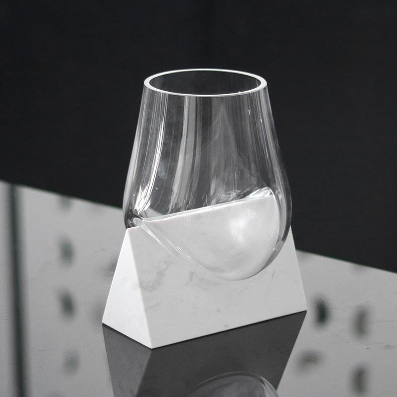 Glass Vase Marble Base Abstract Irregular Fluid Flower Vase Hydroponics Terrarium Flower Arrangement Accessories Home Decoration