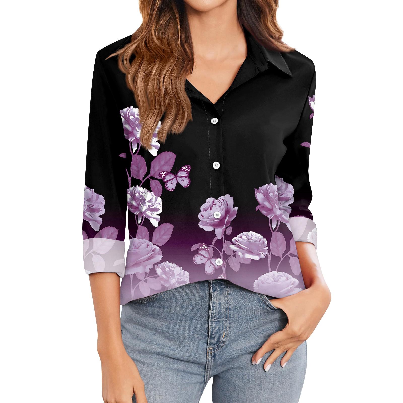 

Женская футболка с принтом, женская рубашка на пуговицах с длинным рукавом, блузка, повседневные топы S чёрный