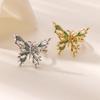 Green Oil-Dripping Butterfly Rings For Women Gold Color Vintage Geometric Butterfly Opening Ring Wedding Aesthetic Jewelry Gift