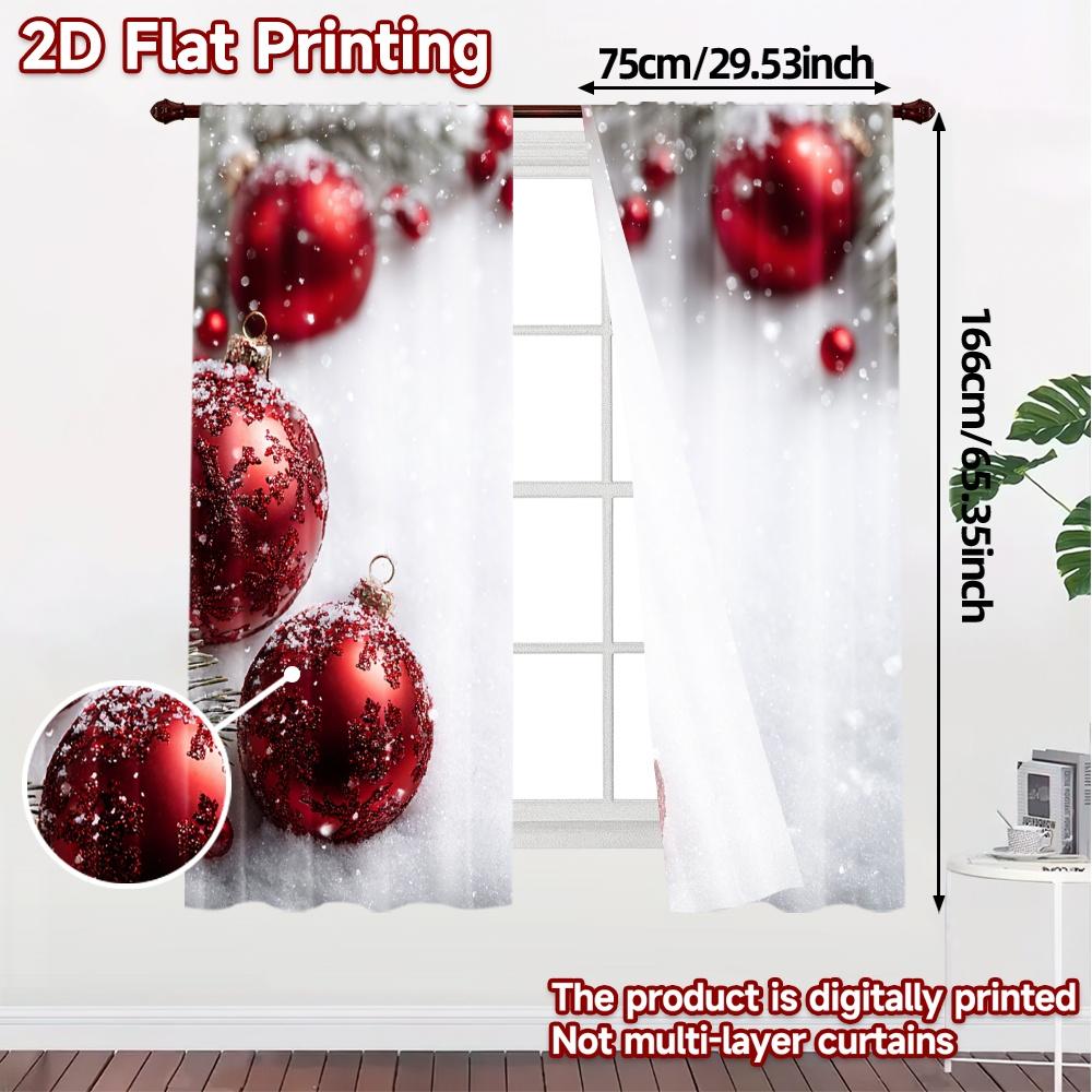 2D Flat Printing JIT 2pcs Curtains (Without Rod) Festive Windowframe Light Filtering Chic Curtains Versatile Polyester Curtains