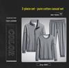 Men's Plus Size Spring Cotton Sportswear: Casual, Breathable Three-Piece Set with Running Cardigan and Round Neck