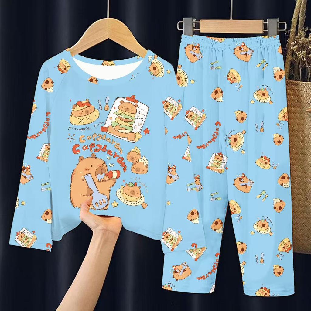 Kids Pajamas Boys Girls Cartoon Print Comfortable Air Conditioner Loungewear Set