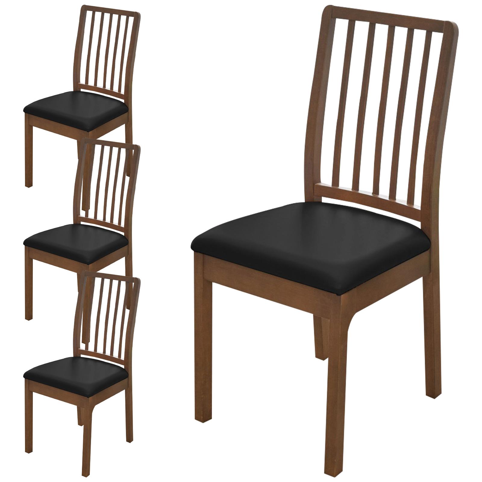 4Pcs Elastic Chair Seat Cover Waterproof Synthetic Leather Kitchen Dining Chair Seat Slipcover for Restaurant Living Room