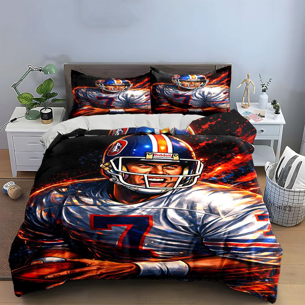 Football player with flames. Bedding sets Duvet cover sets Duvet covers Pillowcases(1*Duvet Cover 2*Pillowcases without duvet insert)