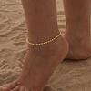Stainless Steel Rugby Bead Chain Anklet for Women,Gold Color Holiday Beach Anklets ,Trendy Jewelry Mother's Day Gifts