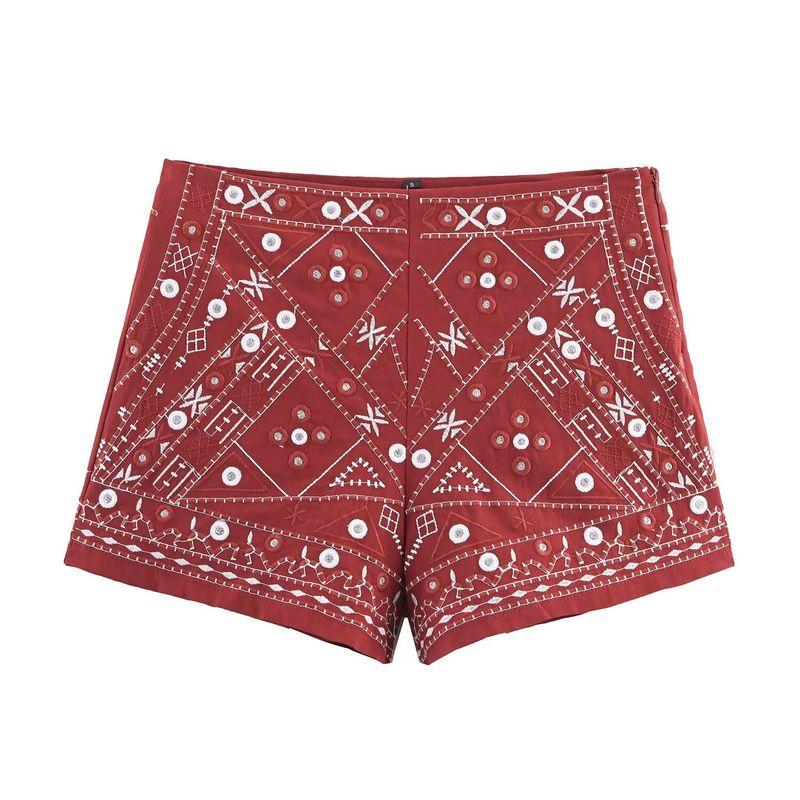 Kaslead New Women Clothes Western Style Mirror Effect Embroidery Vest Shorts 5770029 5770027