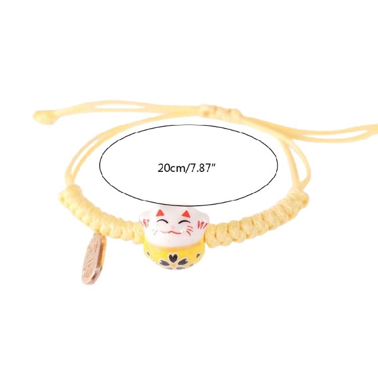 Cute Maneki Neko Couple Bangles Charm Versatile Lovely Ceramic Woven Bracelet