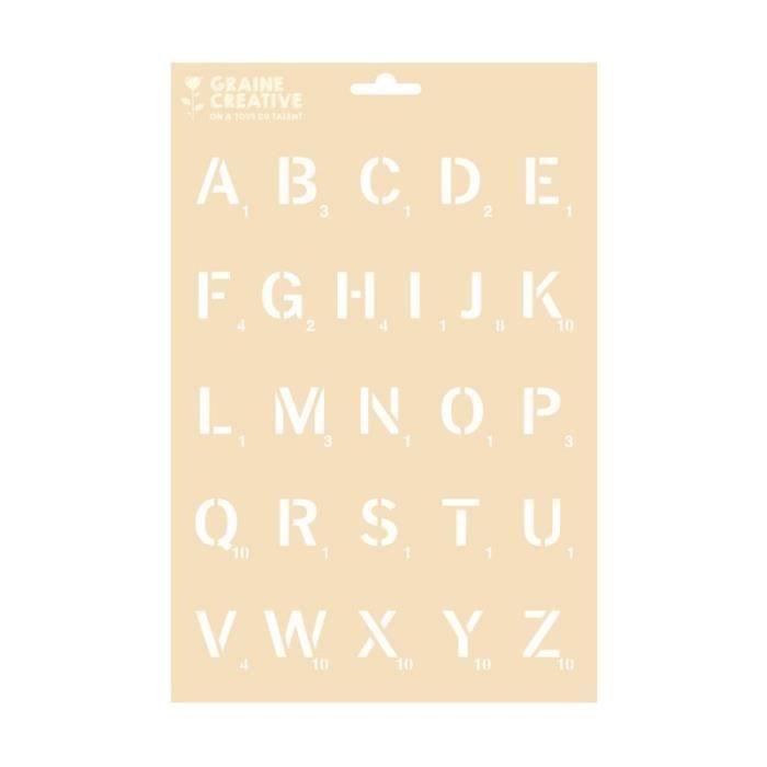 Pochoir A4 - GRAINE CREATIVE ON A TOUS DU TALENT - Alphabet Scrabble - 29,7 x 21 cm - Adulte - Plastique