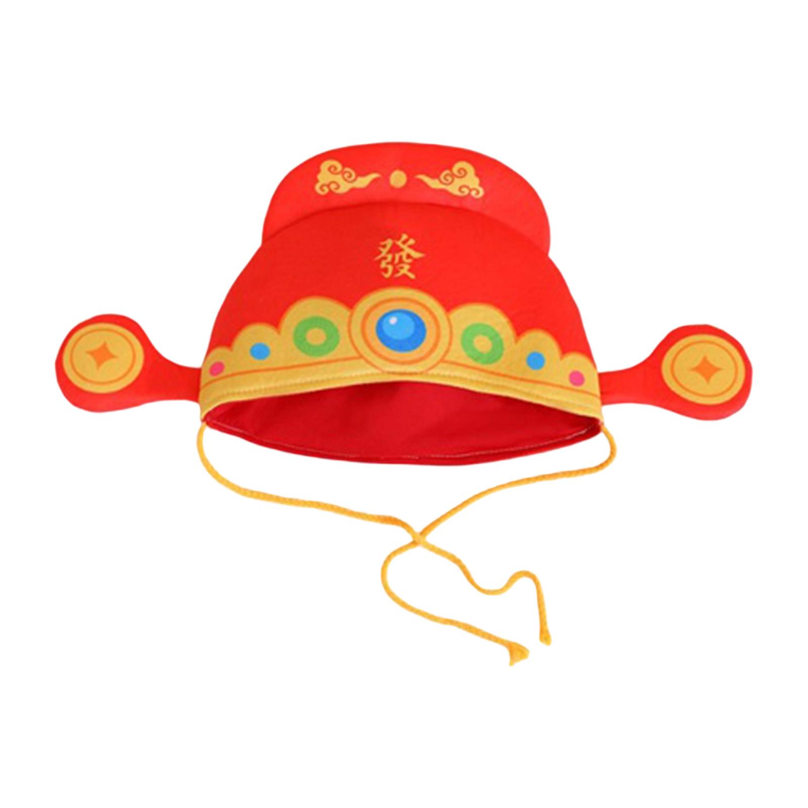 Chinese God Of Wealth Hat with Adjustable Chain String Festival Wealth God Hat For Chinese Spring Festival Celebration 1