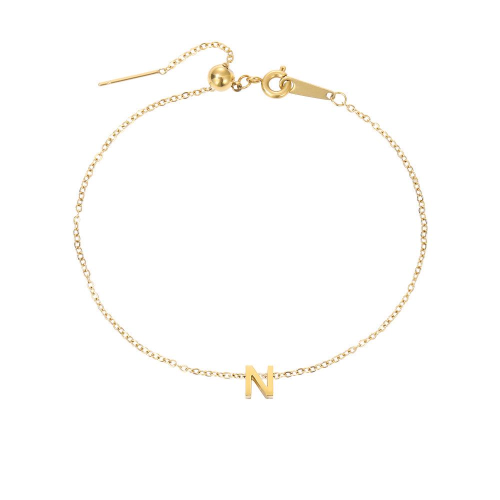 Gold-Plated Titanium Steel DIY Name Bracelet for Women – Versatile, Elegant Gift Jewelry