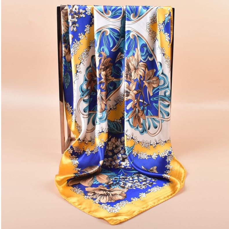 2025 New 90*90cm Silk Satin Hair Scarf Women Handkerchief Printed Female Square Head Bandana Small Neck Muffler Hijab Lady Girl